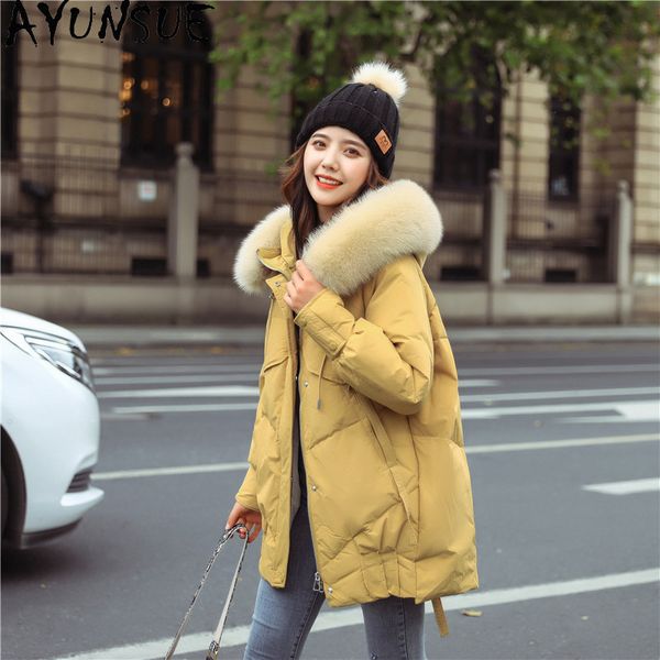 ayunsue women's winter down jacket thick woman jacket hooded parkas fox fur collar female coats and jackets women abrigos mujer, Black;white
ayunsue women's winter down jacket thick woman jacket hooded parkas fox fur collar female coats and jackets women abrigos mujer, Black;white
