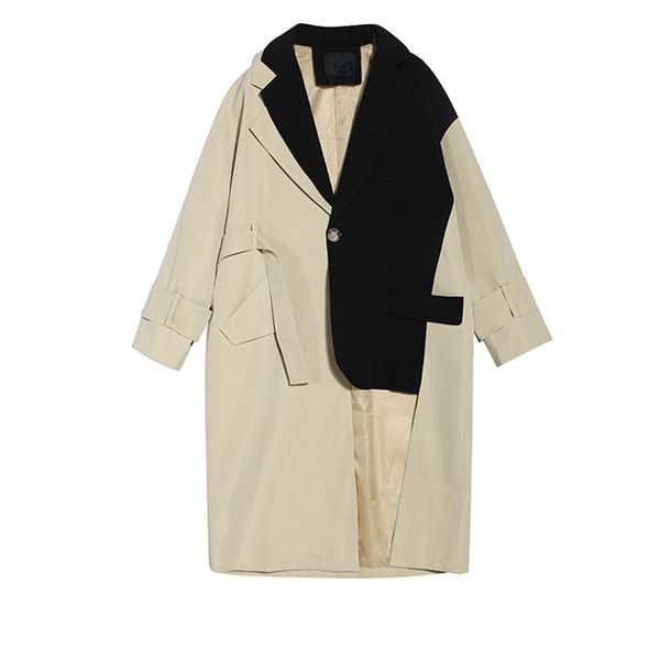 women's trench coats 2021 autumn winter lapel long sleeve khaki hit color denim stitching loose sashes windbreaker women fashion tide b, Tan;black
women's trench coats 2021 autumn winter lapel long sleeve khaki hit color denim stitching loose sashes windbreaker women fashion tide b, Tan;black