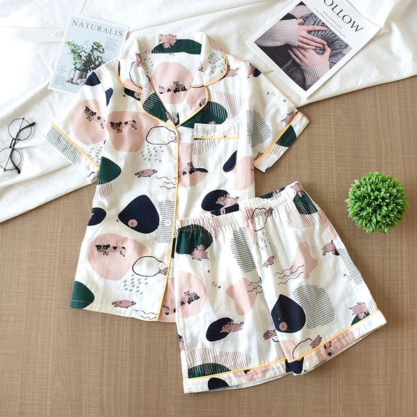 женщины пижама мультфильма набор печатного pijamas отложной воротник с коротким рукавом + шорты пижама 2pcs homewear новой, Black;red 
женщины пижама мультфильма набор печатного pijamas отложной воротник с коротким рукавом + шорты пижама 2pcs homewear новой, Black;red
