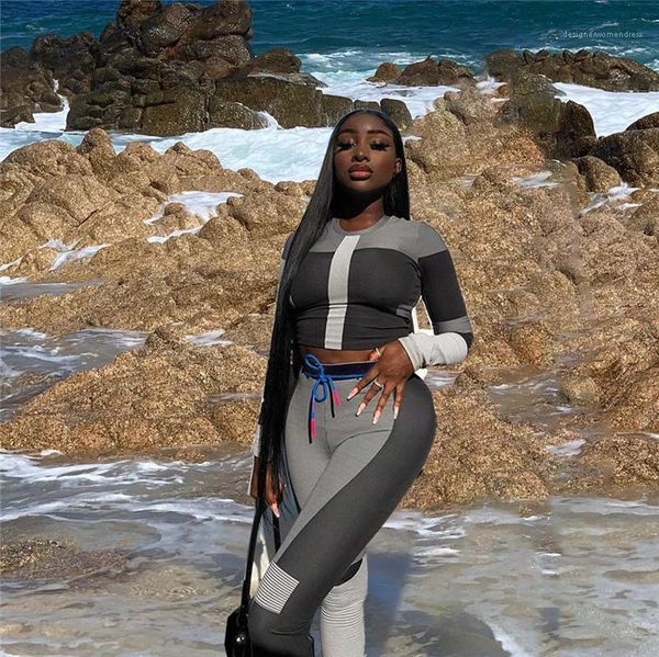 ladies designer tracksuits contrast color crew neck fashion suits women two piece outfits pants set autumn, Gray
ladies designer tracksuits contrast color crew neck fashion suits women two piece outfits pants set autumn, Gray