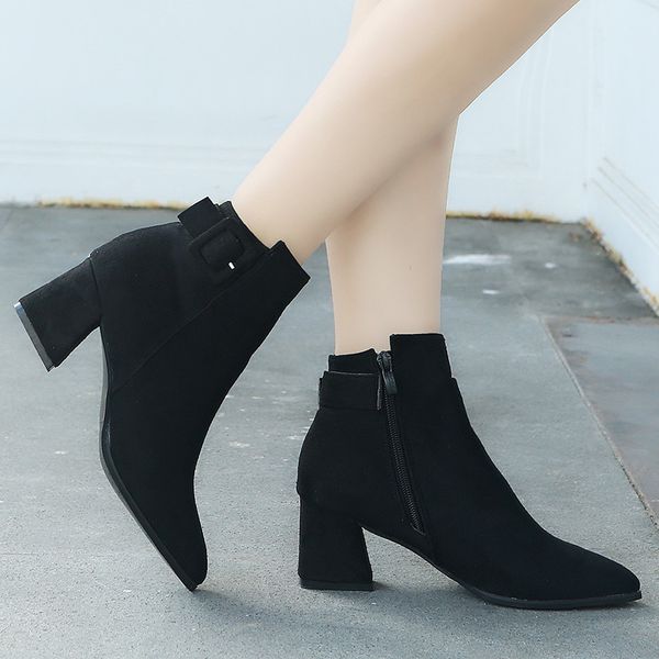 women fashion boots flock high heels ankle boots female zipper square heels autumn rubber botines shoes botines mujer plus size, Black
women fashion boots flock high heels ankle boots female zipper square heels autumn rubber botines shoes botines mujer plus size, Black