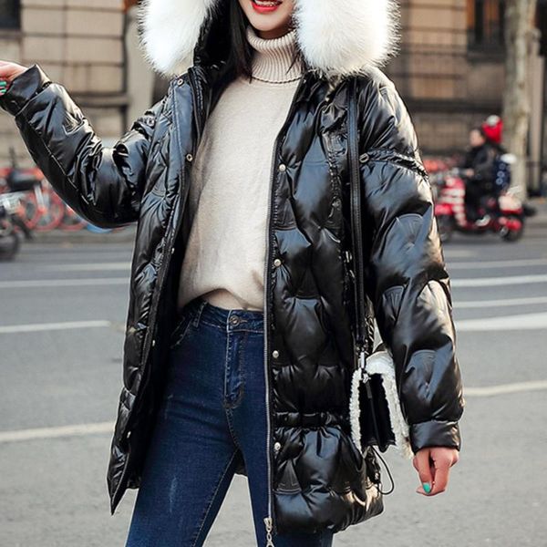 winter 2020 trendy women cotton padded jackets bright color fur hooded collar long parkas students casual korean outwears, Black
winter 2020 trendy women cotton padded jackets bright color fur hooded collar long parkas students casual korean outwears, Black