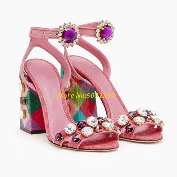 crystal chunky heel sandals front rear strap candy color cut out open toe summer ladies shoes new arrivals fashion luxury sandal, Black
crystal chunky heel sandals front rear strap candy color cut out open toe summer ladies shoes new arrivals fashion luxury sandal, Black