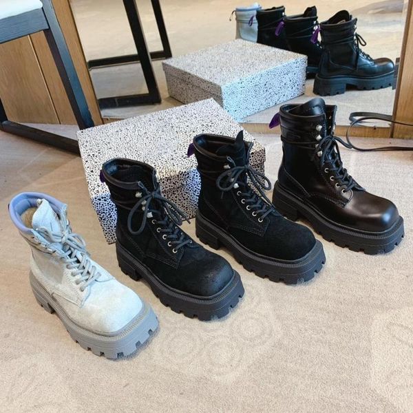 shoes woman lace up mid-calf boots square toe genuine cow leather natural suede women platform boots autumn winter, Black
shoes woman lace up mid-calf boots square toe genuine cow leather natural suede women platform boots autumn winter, Black