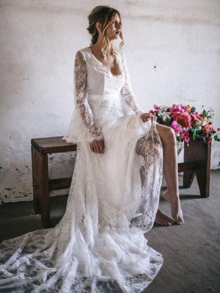 full lace boho beach wedding dresses princess bridal gowns 2021 a line bell long sleeve backless country bride dress robe de mariage, White
full lace boho beach wedding dresses princess bridal gowns 2021 a line bell long sleeve backless country bride dress robe de mariage, White