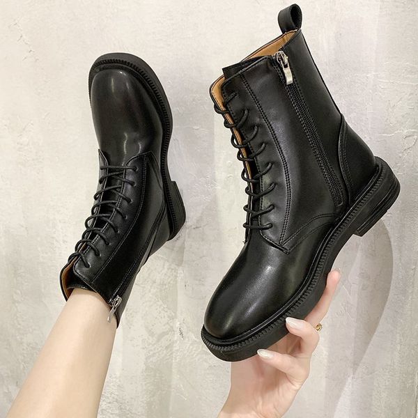 boots fashion round toe women ankle boot autumn non-slip lace up women shoes genuine leather boots zapatillas mujer, Black
boots fashion round toe women ankle boot autumn non-slip lace up women shoes genuine leather boots zapatillas mujer, Black