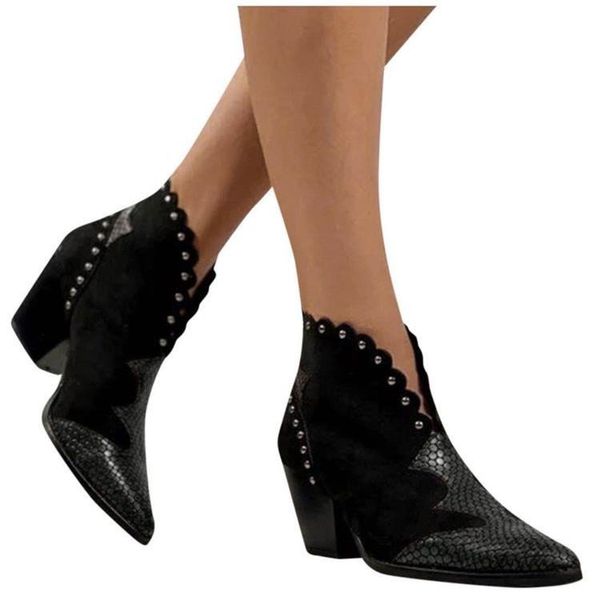 large size pointed thick with willow studs stitching snake print leather boots women's explosive high-heeled nude boots, Black
large size pointed thick with willow studs stitching snake print leather boots women's explosive high-heeled nude boots, Black