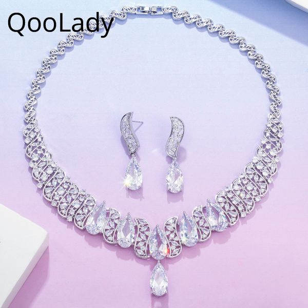 qoolady luxury bride shiny big water drop cubic zirconia crystal american wedding necklace earring sets anniversary jewelry z056, Silver
qoolady luxury bride shiny big water drop cubic zirconia crystal american wedding necklace earring sets anniversary jewelry z056, Silver