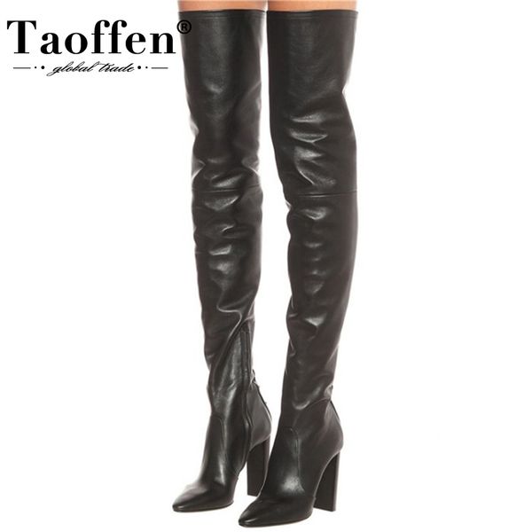 taoffen women shoes over the knee boots pointed toe thick high heel zipper party ladies footwear size 35-44, Black
taoffen women shoes over the knee boots pointed toe thick high heel zipper party ladies footwear size 35-44, Black