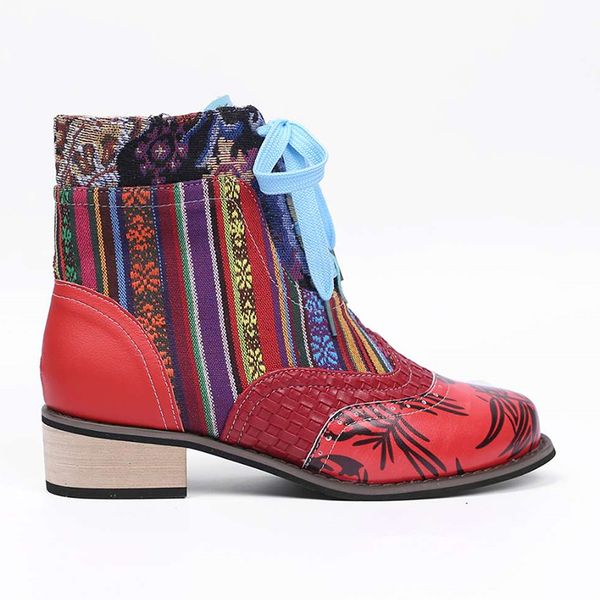 vintage splicing printed ankle boots for women shoes woman genuine leather retro block high heels women boots 2020, Black
vintage splicing printed ankle boots for women shoes woman genuine leather retro block high heels women boots 2020, Black