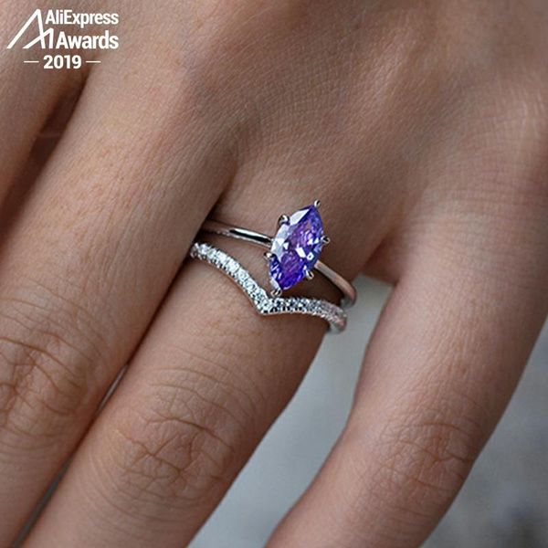 marquise cut 5*10mm s925 sterling silver set ring sona halo fine citrine sapphire amethyst ruby coloured diamond, Golden;silver