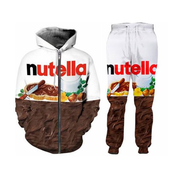 release new men/womens nutella food funny 3d print fashion tracksuits pants + zipper hoodie casual sportswear l04, Gray
release new men/womens nutella food funny 3d print fashion tracksuits pants + zipper hoodie casual sportswear l04, Gray