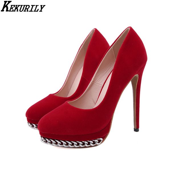 high heels pump women metal chain platform slide big size round toe shoes slip on shallow stilettos suede zapatos de mujer, Black
high heels pump women metal chain platform slide big size round toe shoes slip on shallow stilettos suede zapatos de mujer, Black