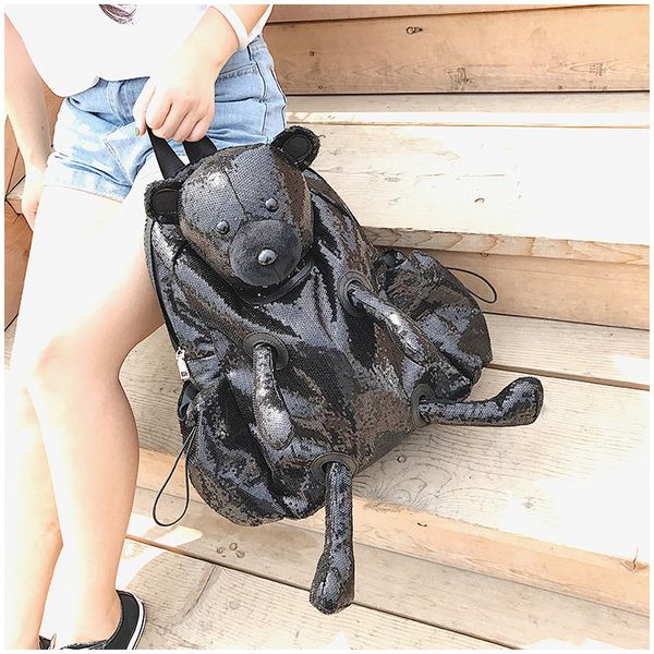 sequins big bear creative personality girl bag korean version of the new large-capacity ladies backpack shiny shoulder bag
sequins big bear creative personality girl bag korean version of the new large-capacity ladies backpack shiny shoulder bag