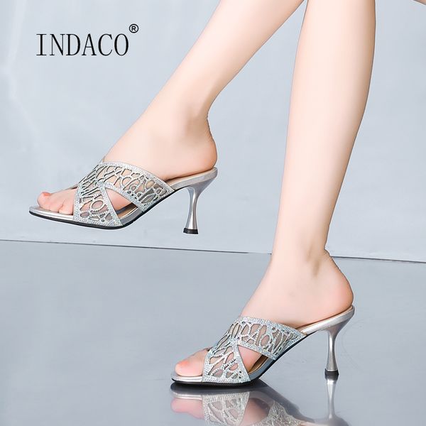 women leather rhinestone high heel slipper fashion party shoes women slip on 7cm, Black
women leather rhinestone high heel slipper fashion party shoes women slip on 7cm, Black