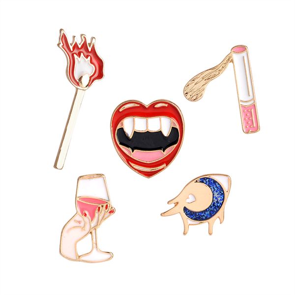 vampire lips eye wine matches cigarette brooch button pins coat t-shirt jacket pin badge cartoon fashion jewelry gift for girls, Gray
vampire lips eye wine matches cigarette brooch button pins coat t-shirt jacket pin badge cartoon fashion jewelry gift for girls, Gray