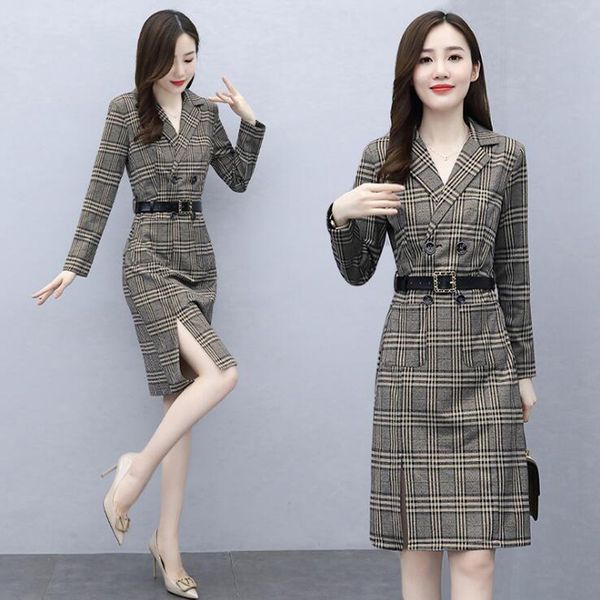 Retro plaid suit dress new design sense OL professional step skirt Mini Dress 
Retro plaid suit dress new design sense OL professional step skirt Mini Dress