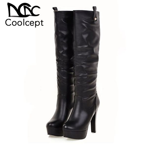 coolcept 4 colors size 34-43 super high heels knee high boots women platform round toe shoes women motorcycle boot footwear, Black
coolcept 4 colors size 34-43 super high heels knee high boots women platform round toe shoes women motorcycle boot footwear, Black