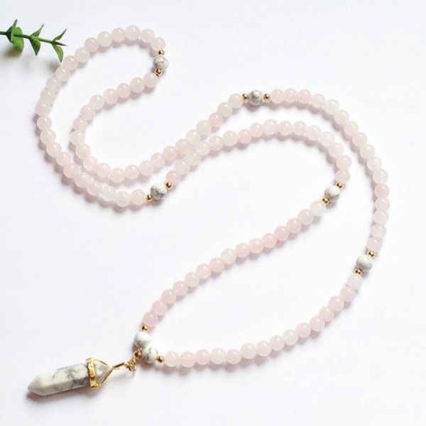 chains pink jeweley rose q-uartz mala beads necklaces howlite pendant necklace japa meditation jewelry gift for her, Silver
chains pink jeweley rose q-uartz mala beads necklaces howlite pendant necklace japa meditation jewelry gift for her, Silver