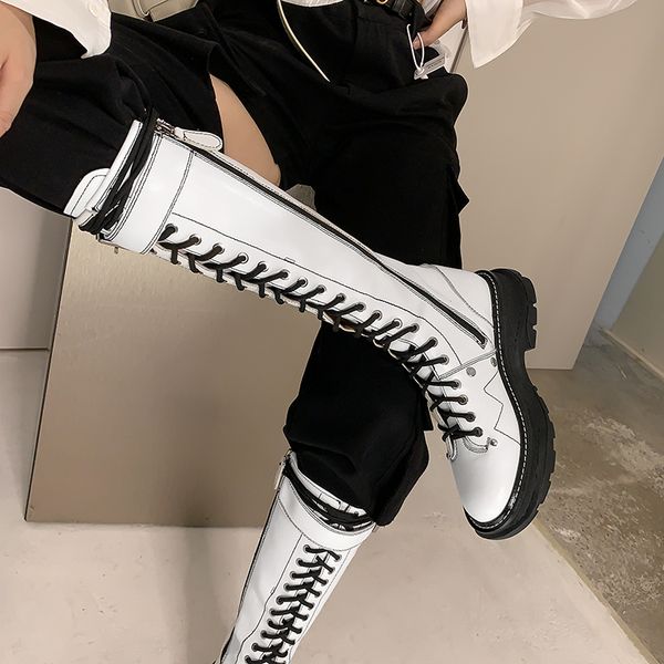 fashion platform lacing knee high boots women square high heel motorcycle boots woman pu leather shoes autumn winter ladies shoe, Black
fashion platform lacing knee high boots women square high heel motorcycle boots woman pu leather shoes autumn winter ladies shoe, Black