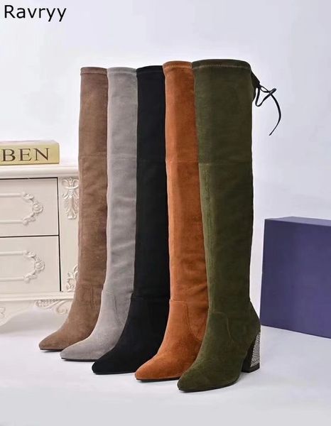 slip-on woman long boots suede leather over-the-knee boots crystal decor thick heel autumn winter female shoes, Black
slip-on woman long boots suede leather over-the-knee boots crystal decor thick heel autumn winter female shoes, Black