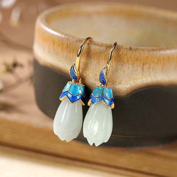 925 sterling silver rose gold earrings costume jewelry white jade sterling silver gilded blue hetian jade magnolia for women
925 sterling silver rose gold earrings costume jewelry white jade sterling silver gilded blue hetian jade magnolia for women