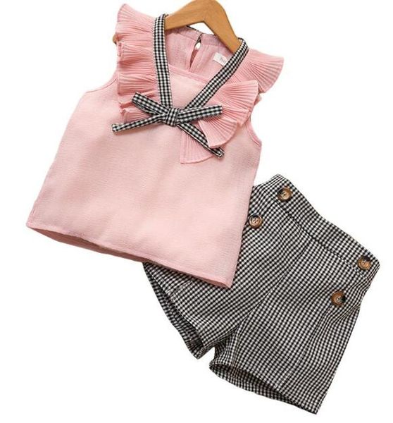 children summer chiffon blouse high-waisted plaid shorts 2pcs set outfit kids girls clothes fashion suit for girls clothing sets, White
children summer chiffon blouse high-waisted plaid shorts 2pcs set outfit kids girls clothes fashion suit for girls clothing sets, White