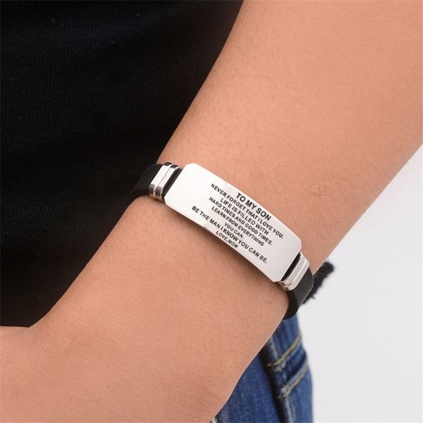 link, chain fashion luxury english lettering bracelet to my son stainless steel adjustable jewelry for men gift, Black
link, chain fashion luxury english lettering bracelet to my son stainless steel adjustable jewelry for men gift, Black