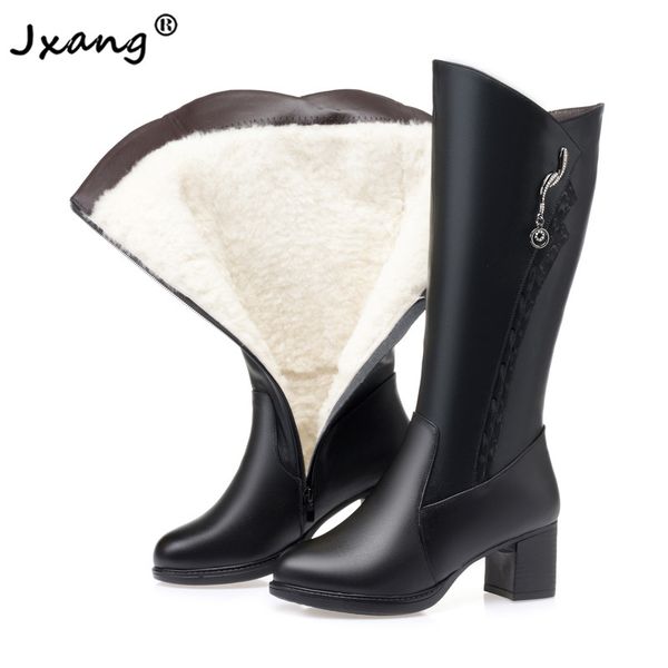 jxang new warm wool women snow boots fur warm shoes plush knee high boots platform for women genuine leather winter ladies, Black
jxang new warm wool women snow boots fur warm shoes plush knee high boots platform for women genuine leather winter ladies, Black