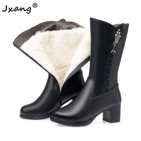 jxang new mid calf wool women snow boots warm genuine leather fur warm shoes plush boots platform for women winter black
jxang new mid calf wool women snow boots warm genuine leather fur warm shoes plush boots platform for women winter black