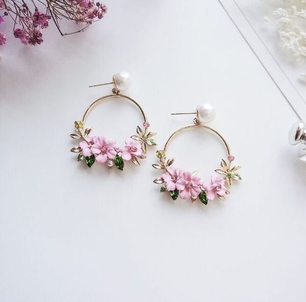 women's pearls flowers circle lovely fashion jewelry earrings elegant stylish metal pink flower classic all-match drop earrings, Silver
women's pearls flowers circle lovely fashion jewelry earrings elegant stylish metal pink flower classic all-match drop earrings, Silver