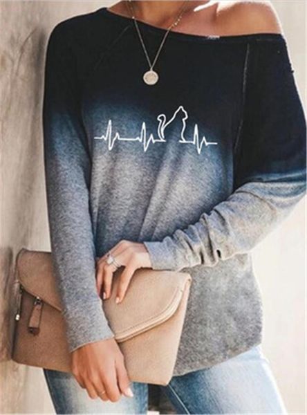 womens ecg pattern t-shirt fashion trend gradient long sleeve tee designer female crew neck loose casual tshirts clothing, White
womens ecg pattern t-shirt fashion trend gradient long sleeve tee designer female crew neck loose casual tshirts clothing, White