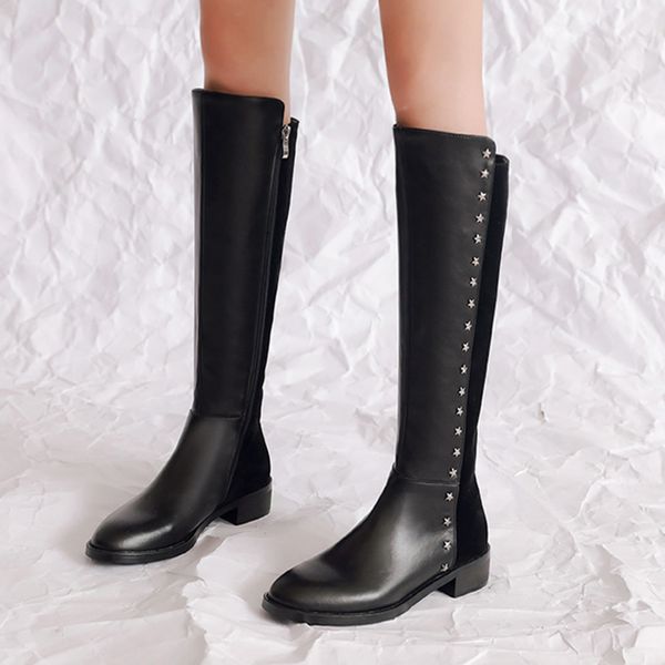 vallu knee-high boots for women fashion brand lady booties natural leather zipper block heel female 2020 european shoes, Black
vallu knee-high boots for women fashion brand lady booties natural leather zipper block heel female 2020 european shoes, Black