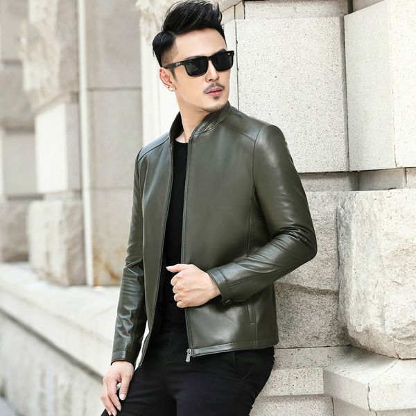men's leather & faux genuine jacket men korean sheepskin coat for slim jackets and coats chaqueta cuero hombre l18-5002, Black
men's leather & faux genuine jacket men korean sheepskin coat for slim jackets and coats chaqueta cuero hombre l18-5002, Black