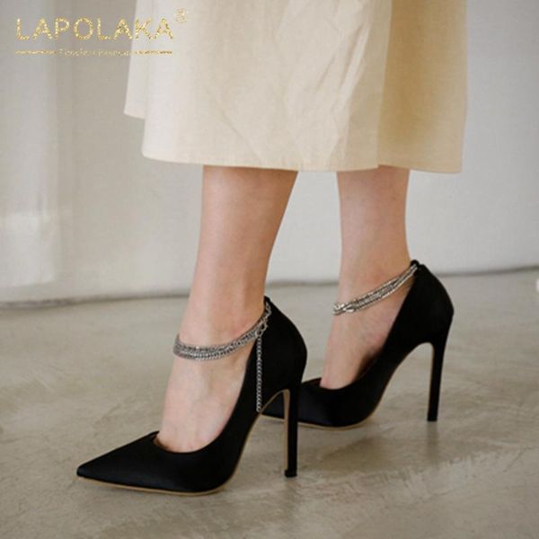 dress shoes brand fetish thin high heels spring summer pointed toe chains party pumps women, Black
dress shoes brand fetish thin high heels spring summer pointed toe chains party pumps women, Black