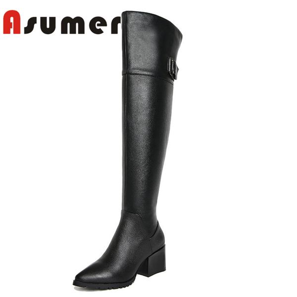 boots asumer 2021 buckle over the knee solid genuine leather autumn thick heels fashion women, Black
boots asumer 2021 buckle over the knee solid genuine leather autumn thick heels fashion women, Black