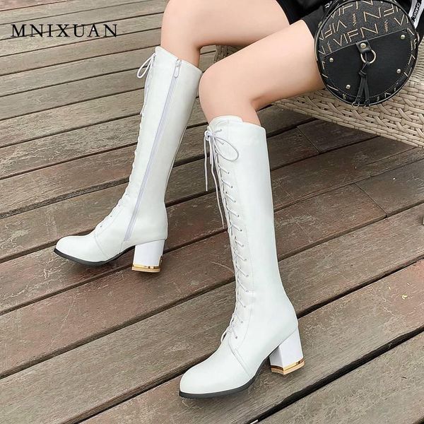 mnixuan white boots for women winter women shoes 2020 lace up block high heels knee high boots ladies long size 10, Black
mnixuan white boots for women winter women shoes 2020 lace up block high heels knee high boots ladies long size 10, Black