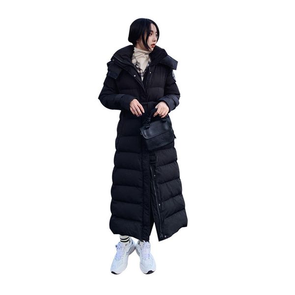 women x-long winter jacket hooded belted windproof warm bio down coat oversize cotton padded parkas casaco feminino, Black
women x-long winter jacket hooded belted windproof warm bio down coat oversize cotton padded parkas casaco feminino, Black