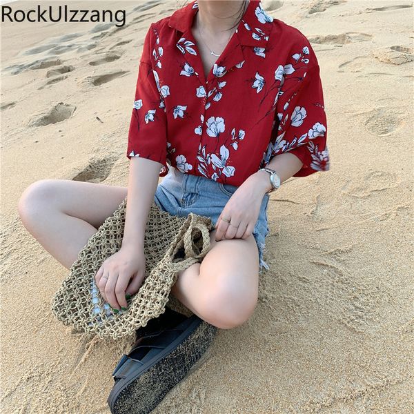 women's blouses & shirts vintage flower print short sleeve button outfit women boho blouse korean streetwear fashion shirt loose blusas, White
women's blouses & shirts vintage flower print short sleeve button outfit women boho blouse korean streetwear fashion shirt loose blusas, White