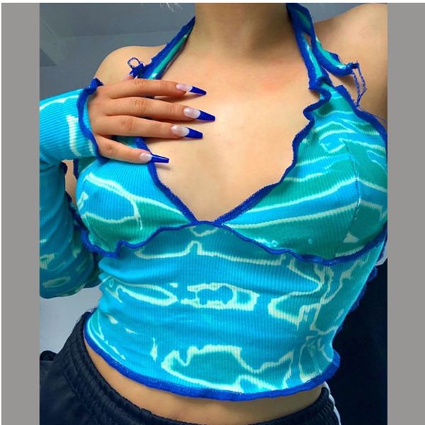 women's t-shirt women blue halter short t shirts long sleeve v neck lace up slim fit patchwork holiday club casual crop fashion streetw, White
women's t-shirt women blue halter short t shirts long sleeve v neck lace up slim fit patchwork holiday club casual crop fashion streetw, White