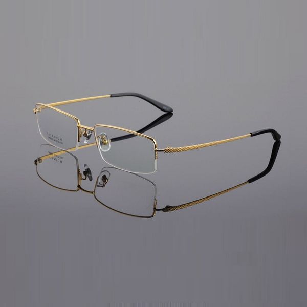 width-142 men myopia prescription lens glasses frame eyewear thin stripe temple half rim titanium business men eyeglasses frames, Black
width-142 men myopia prescription lens glasses frame eyewear thin stripe temple half rim titanium business men eyeglasses frames, Black