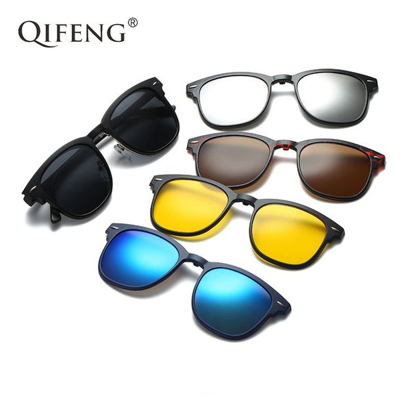 qifeng optical spectacle frame men women with 5 clip on sunglasses polarized magnetic glasses for male myopia eyeglasses qf122, Black
qifeng optical spectacle frame men women with 5 clip on sunglasses polarized magnetic glasses for male myopia eyeglasses qf122, Black