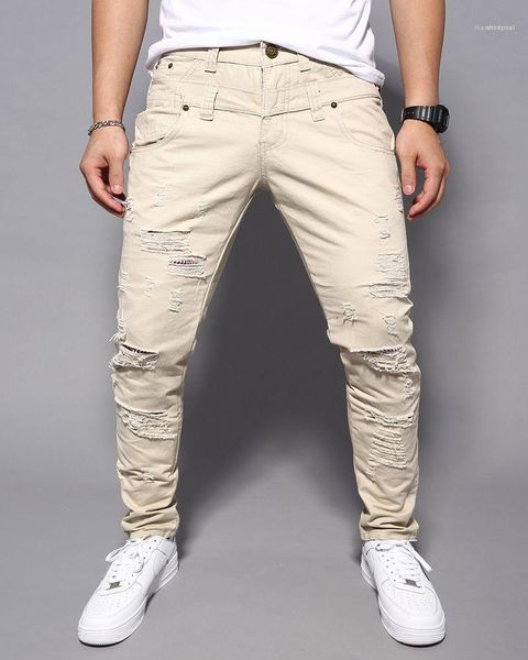 casual street style mens pants fashion multi color ripped mens clothing men designer skinny long corgo jeans, Blue
casual street style mens pants fashion multi color ripped mens clothing men designer skinny long corgo jeans, Blue