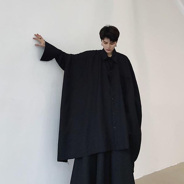 men streetwear hip hop gothic oversize bat long sleeve irregular casual shirt male women loose long style shirts stage clothing, White;black
men streetwear hip hop gothic oversize bat long sleeve irregular casual shirt male women loose long style shirts stage clothing, White;black