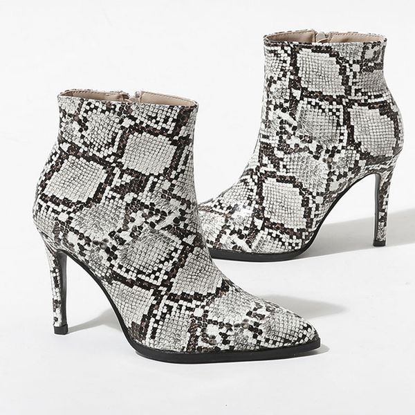 new snake pattern pointed toe thin high heels women ankle boots fashion autumn winter women shoes stiletto heel pump boots, Black
new snake pattern pointed toe thin high heels women ankle boots fashion autumn winter women shoes stiletto heel pump boots, Black