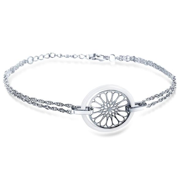 niba white black flower ceramic bracelet stainless steel hollow circle charm bracelet for women, Golden;silver
niba white black flower ceramic bracelet stainless steel hollow circle charm bracelet for women, Golden;silver