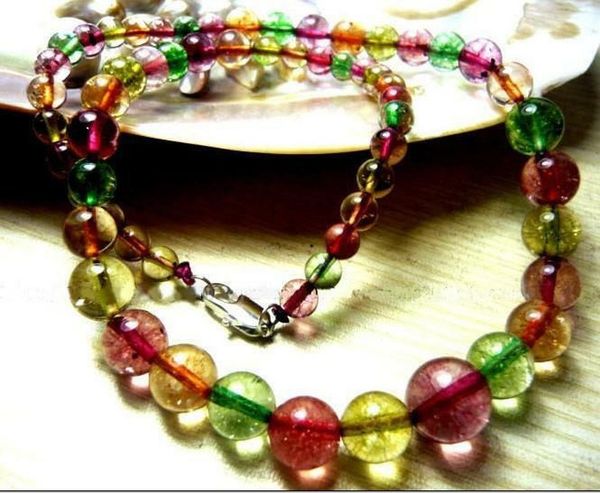 6-12mm multicolor tourmaline round beads necklace 18, Silver
6-12mm multicolor tourmaline round beads necklace 18, Silver
