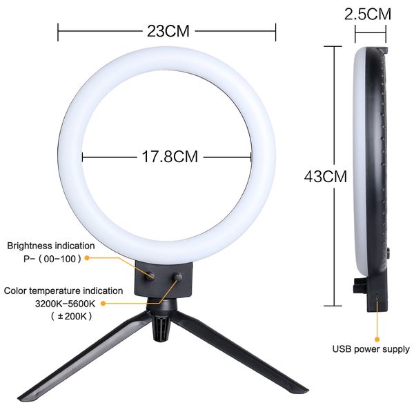 9inch mini selfie led video ring light lamp with usb plug tripod stand for youtube phone live p pgraphy studio
9inch mini selfie led video ring light lamp with usb plug tripod stand for youtube phone live p pgraphy studio