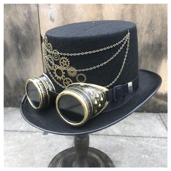 2020 men women retro handmade steampunk hat with gear glasses stage magic hat bowler cosplay size 57cm, Blue;gray
2020 men women retro handmade steampunk hat with gear glasses stage magic hat bowler cosplay size 57cm, Blue;gray