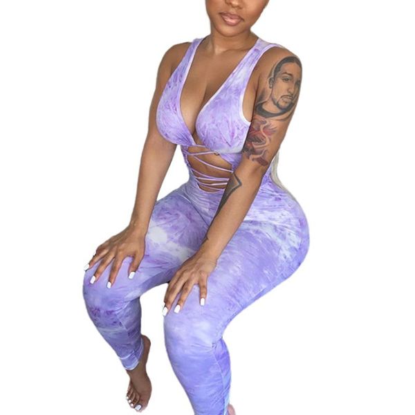 women's jumpsuits & rompers 2021 style women ladies sleeveless tie dye bodysuit deep v-neck hollow long pants trousers summer sports ju, Black;white
women's jumpsuits & rompers 2021 style women ladies sleeveless tie dye bodysuit deep v-neck hollow long pants trousers summer sports ju, Black;white